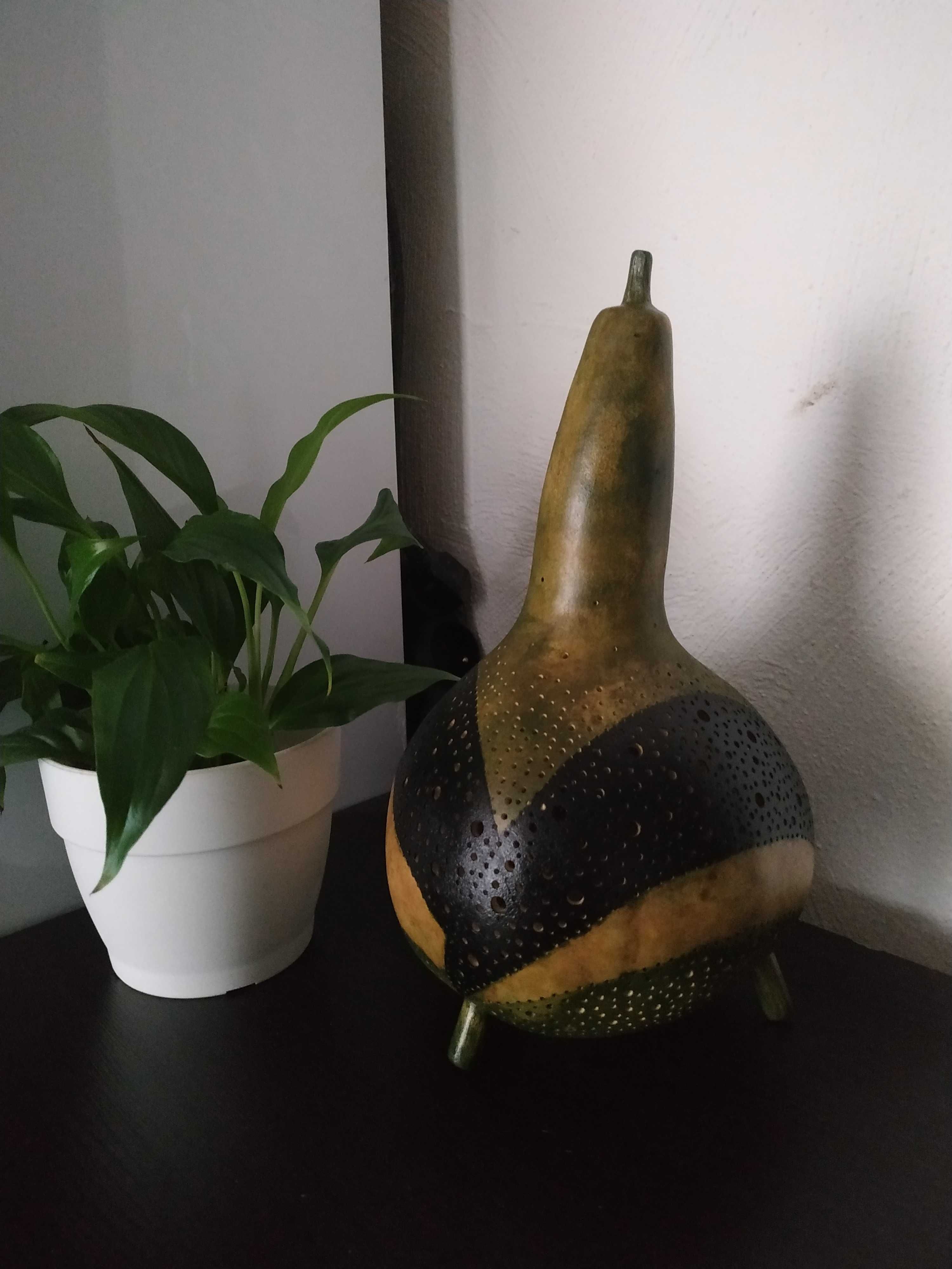 Lampa z tykwy, lampka z tykwy, rękodzieło, handmade
