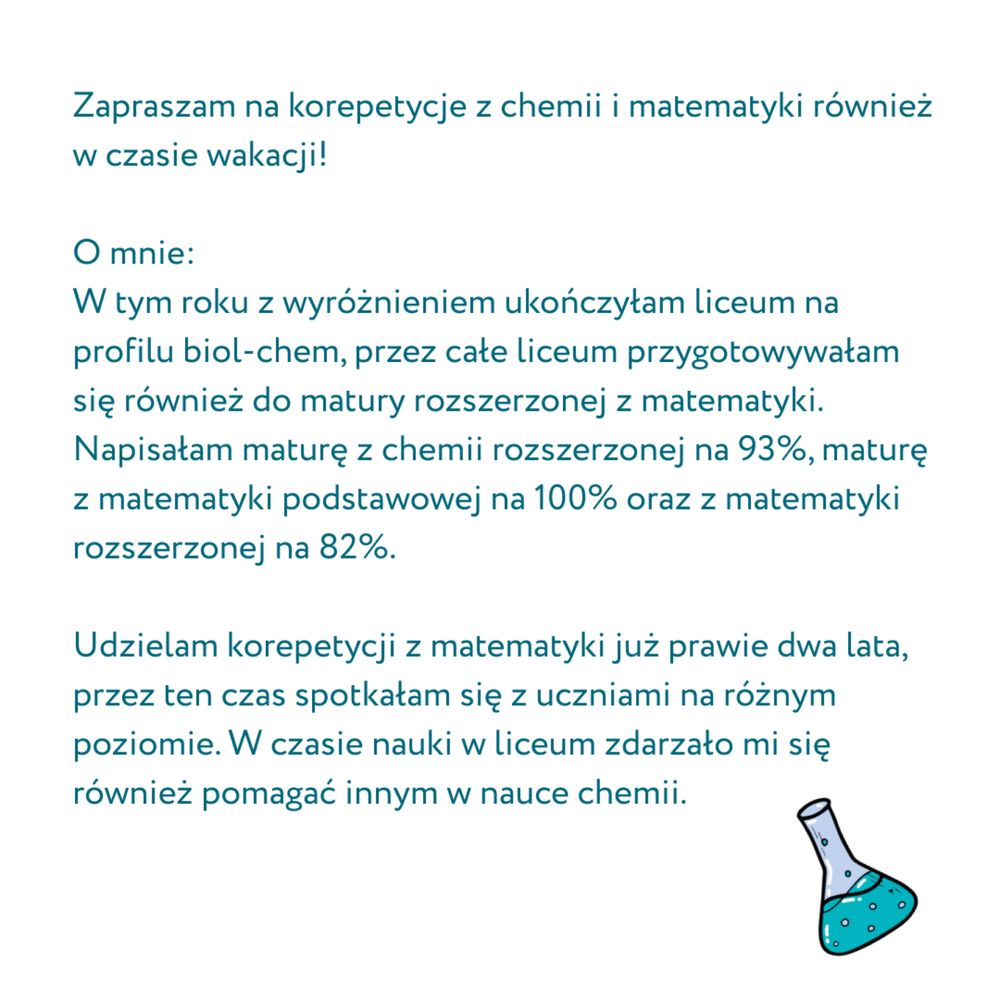 korepetycje z matematyki i chemii rozszerzonej matura egzamin chemia
