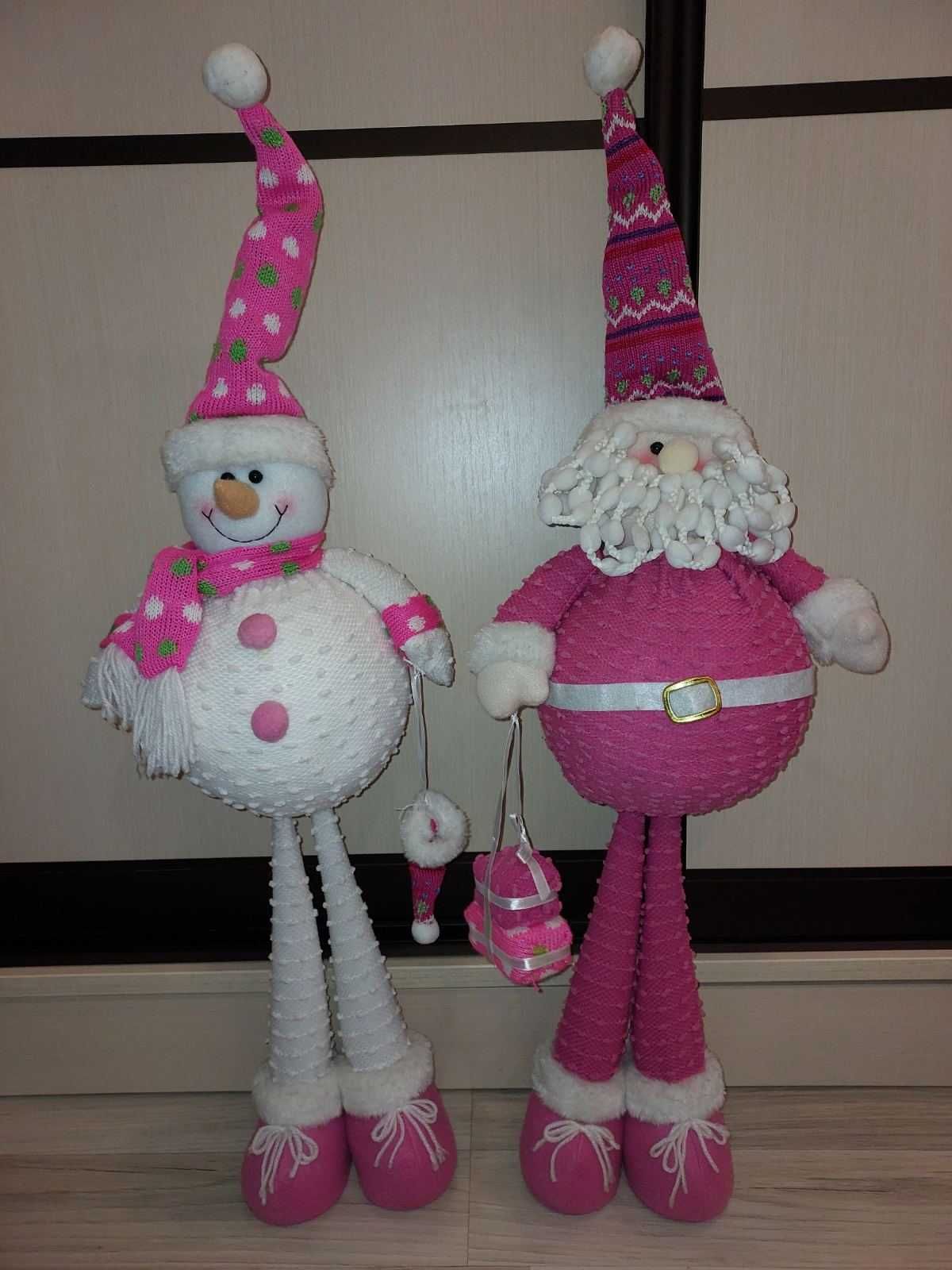 Новогодняя большая мягкая игрушка Снеговик и Дед мороз