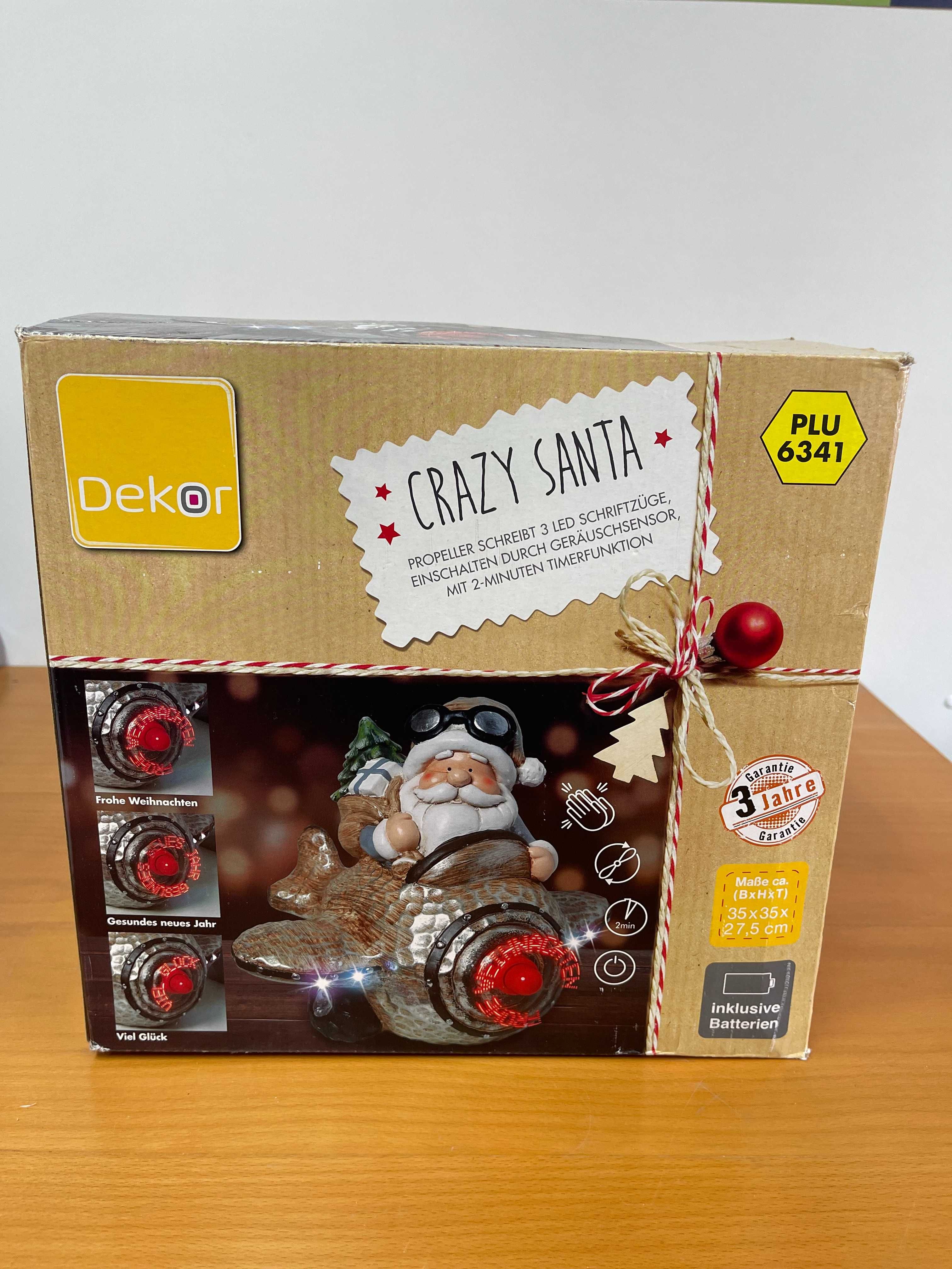 Ozdoba Świąteczna figurka "Crazy Santa" LED