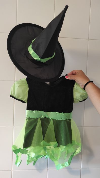 Fato disfarce vestido de bruxa halloween 0-6 meses