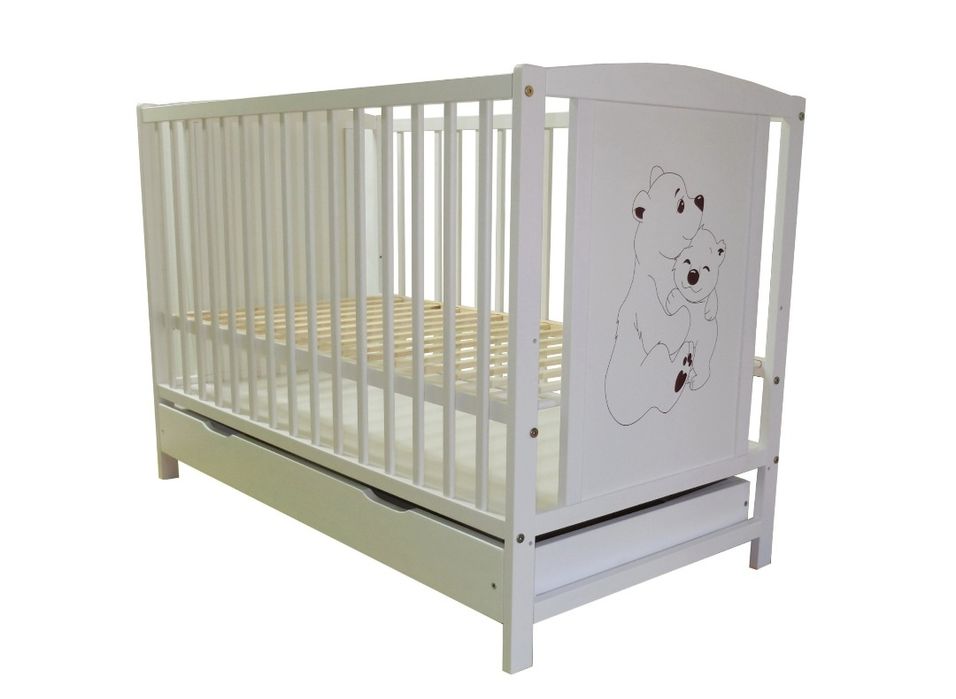 Łóżeczko dziecięce Białe z szufladą