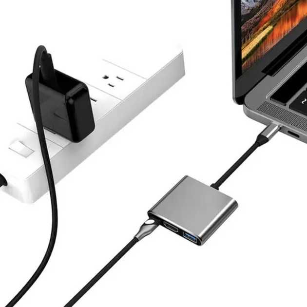 Адаптер Type-C - HDMI USB Hub ЮСБ хаб 3 в 1 Ідеальний для MacBook