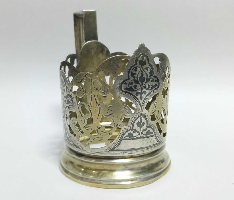 Podstakannik, uchwyt do szklanki, srebro 875, Rosja