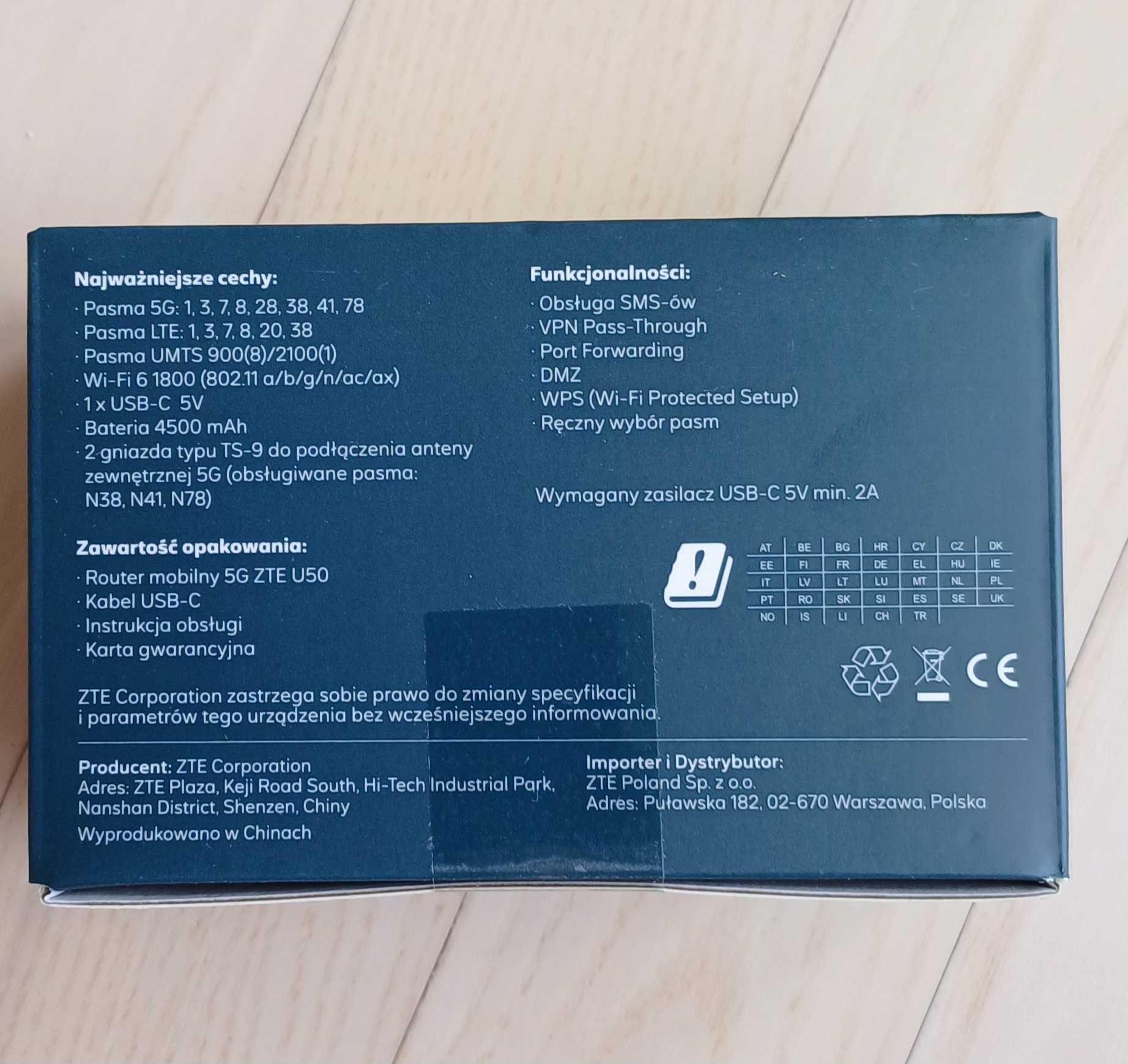 router mobilny 5g zte u50