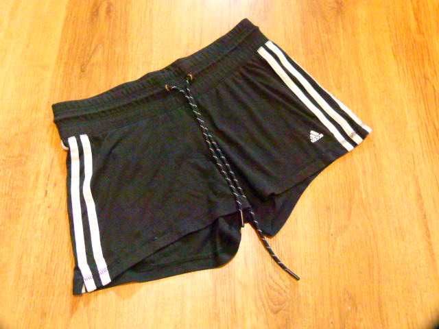 Adidas spodenki damskie sportowe czarne białe paski rozm 36 S
