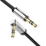 Kątowy Kabel Mini Jack 3,5Mm Aux Ugreen  Av119 Płaski 1M (Czarny)