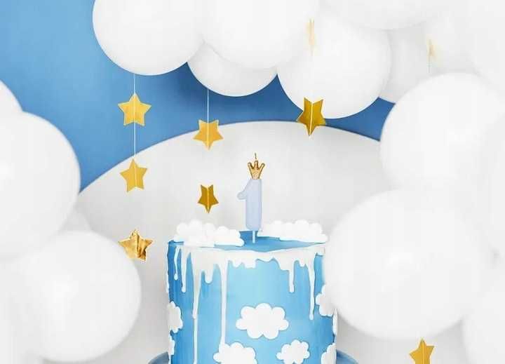 Świeczka Urodzinowa Na Tort Niebieska Cyfra Cyferka 1 z Koroną Roczek