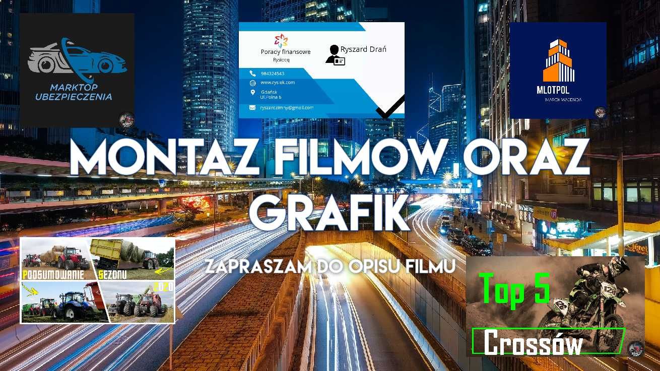 Montaż filmów oraz grafika wizytówki baner