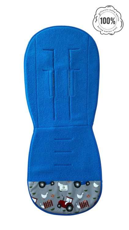 Wkładka MERINO Simple Wool Blue Traktory do wózka spacerowego Cybex