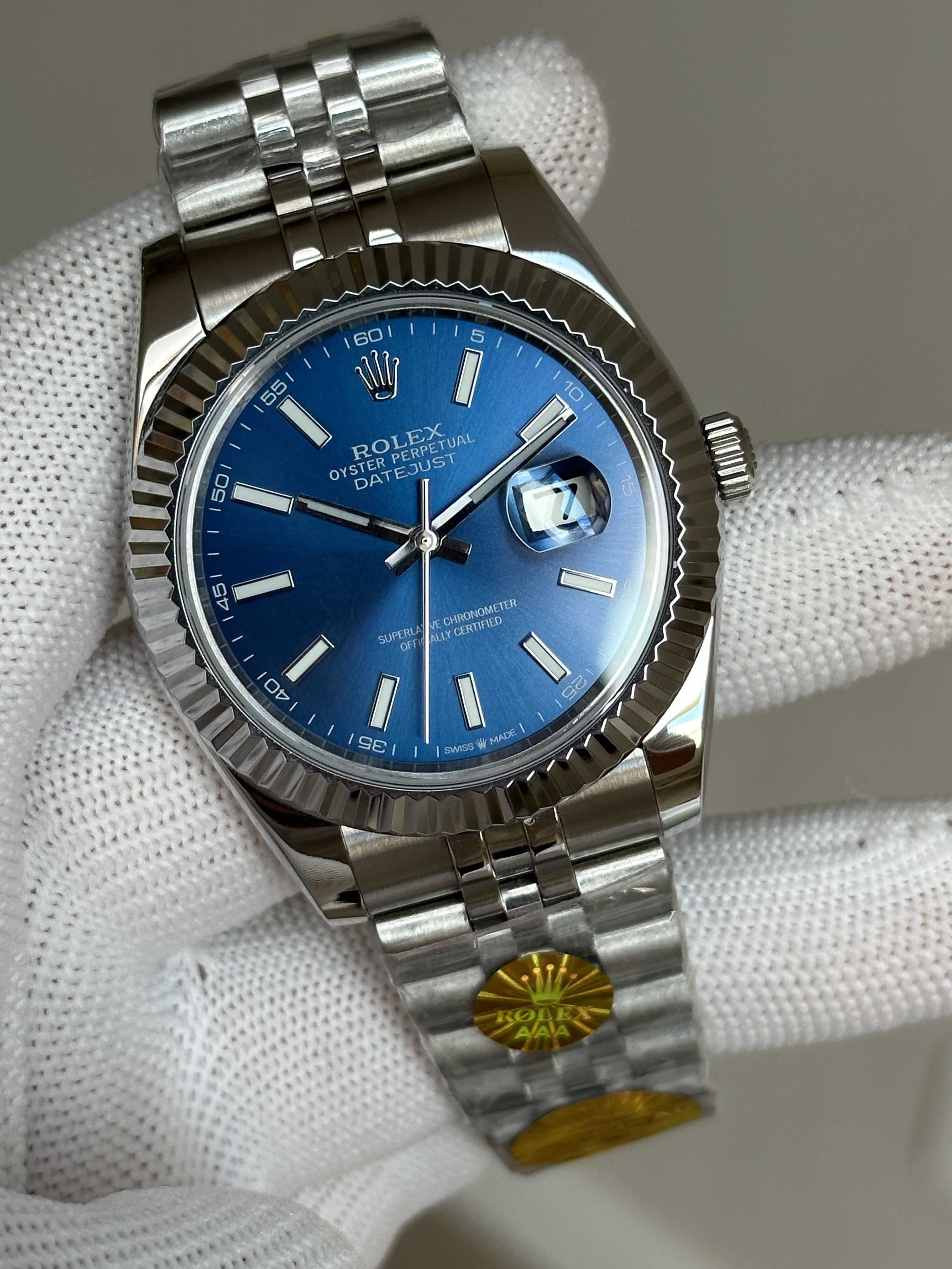 Швейцарские часы Rolex Datejust Silver-Blue. Топ качество