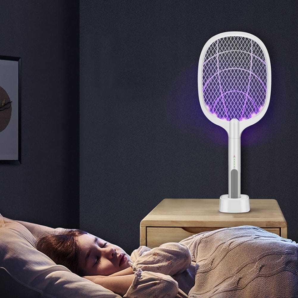 ELEKTRYCZNA ŁAPKA NA MUCHY Rażąca Prądem Packa Na Owady Z Lampą UV USB