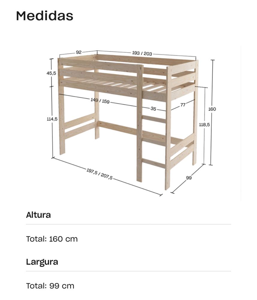 Cama alta como nova LUFE