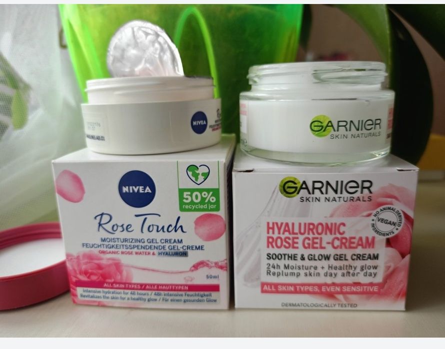 Крем nivea rose touch Garnier gel cream з гіалуроном