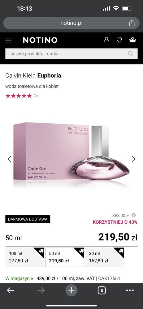 Oryginalny perfum Calvin Klein