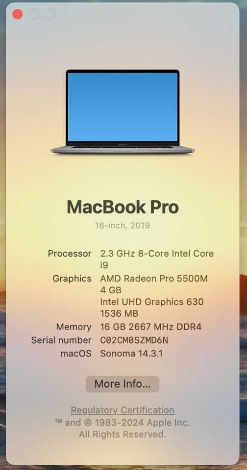 Macbook Pro 2019 Model