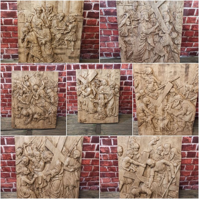 Drewniana Droga krzyż 14 stacji 30cm stacje
