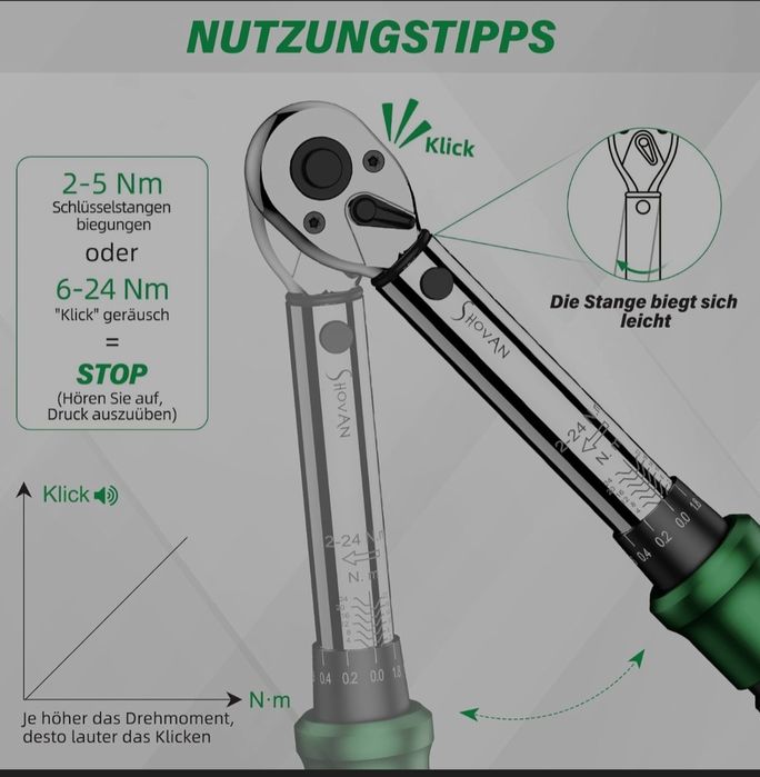 Динамометричний ключ з набором torx, шестигранник, і  біти викрутки