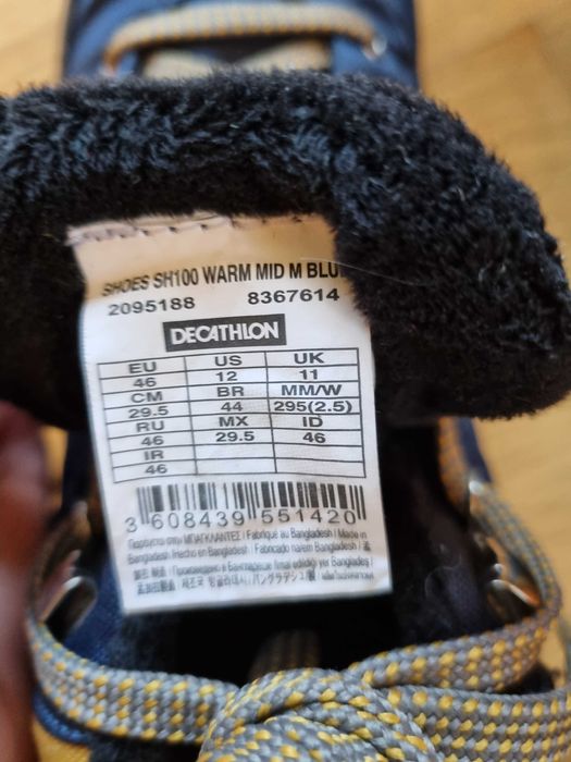 Buty zimowe, męskie, młodzieżowe roz. 46 Quechua SH100 Decathlon