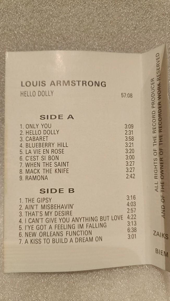 LOUIS ARMSTRONG "hello Dolly" na kasecie