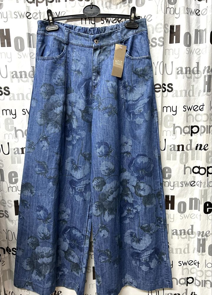 Джинсы палаццо в цветы, Италия 46- 50 ( L/XL)