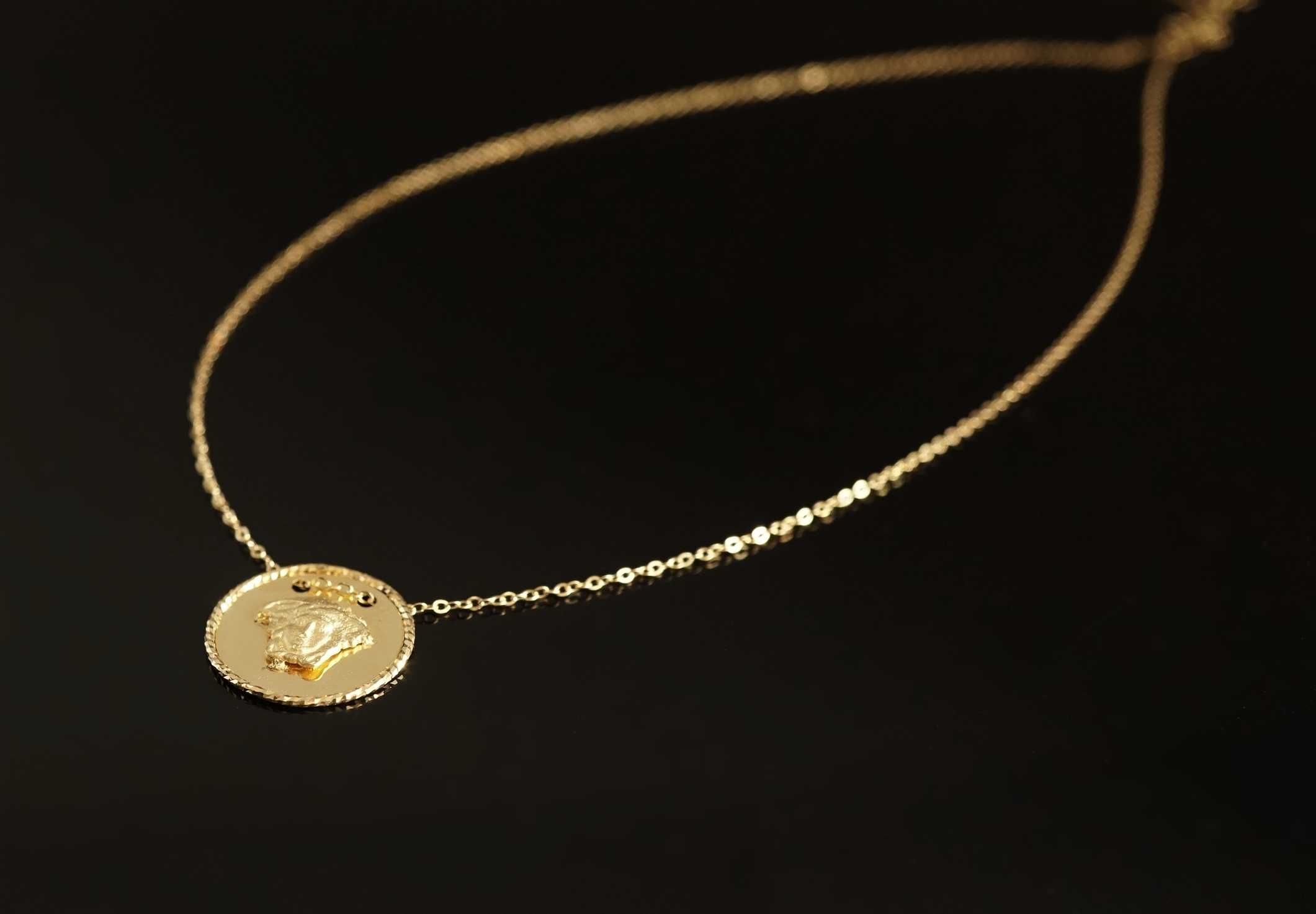 Złoto 585-złoty łańcuszek z zawieszką Grecki Wzór