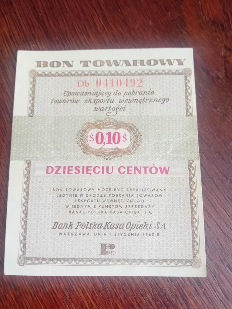 10 centów Bon Pewex 1960 rok