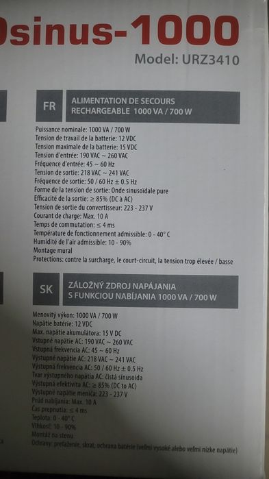 Гібридне ДБЖ/інвертор Volt Polska SINUS PRO 1000W (3SP100012W)