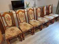 6 drewnianych, tapicerowanych krzeseł