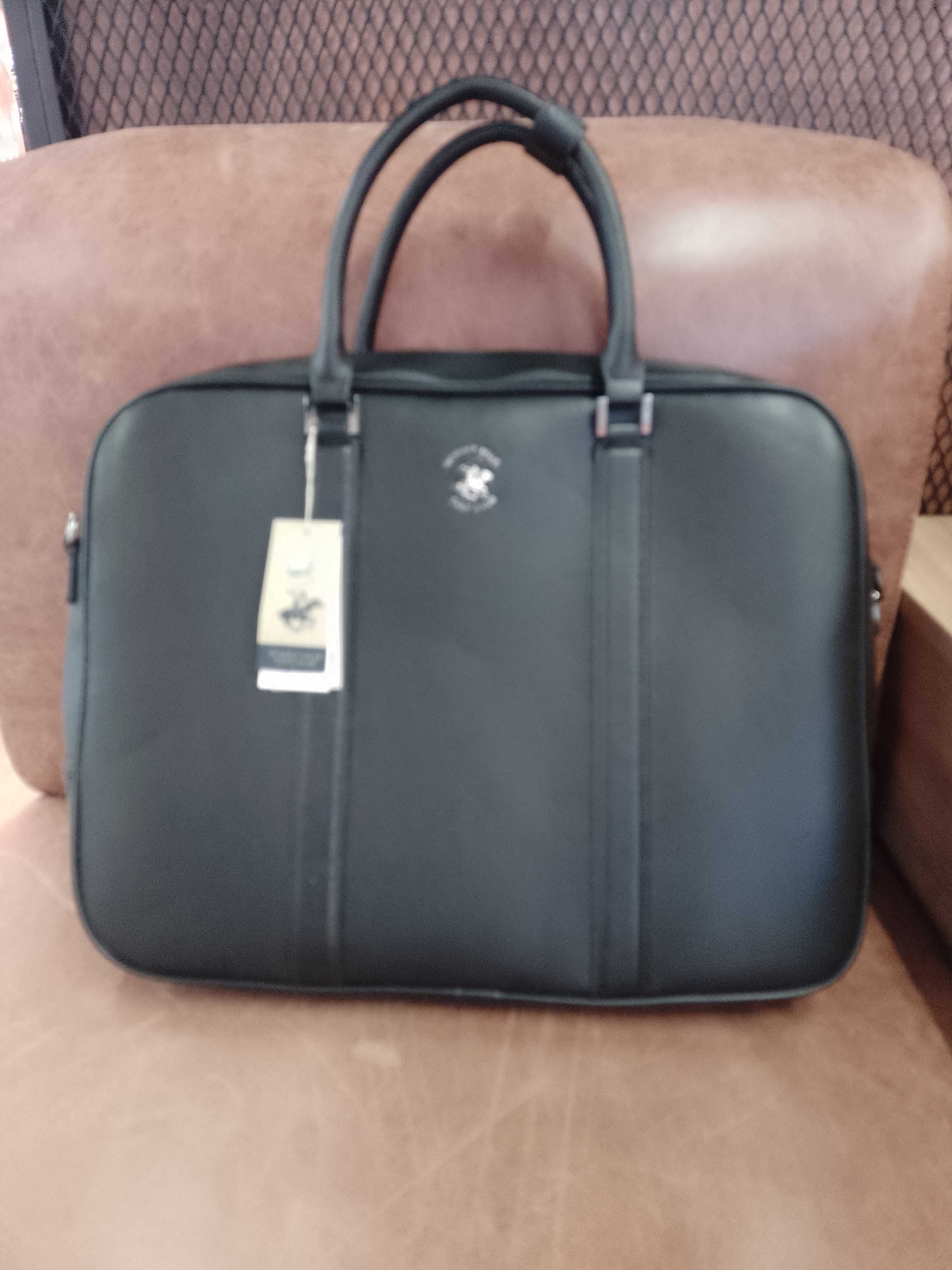 Beverly Hills Polo Club/ Czarna teczka, torba na laptopa, NOWA