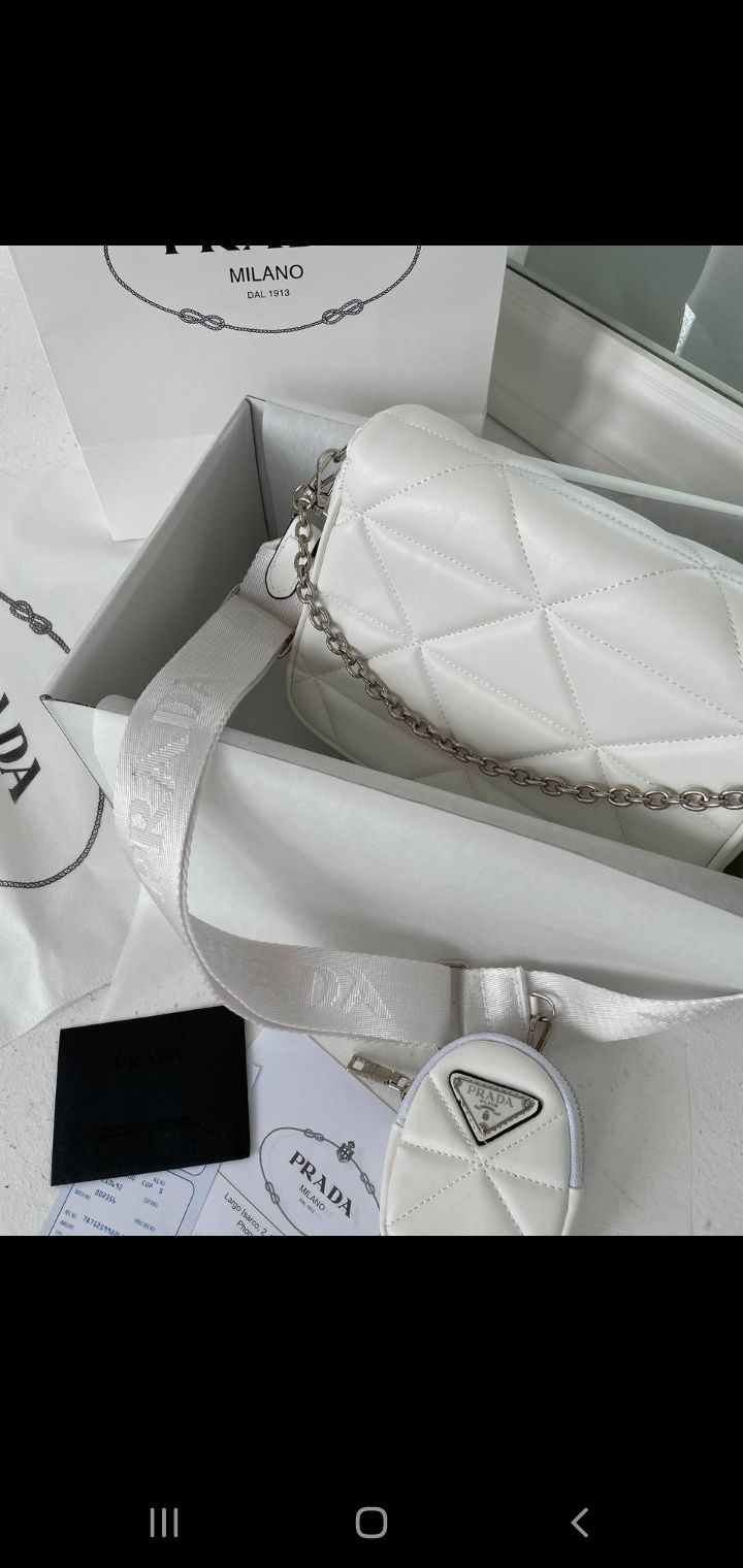 Prada Re-Nylon Padded Shoulder White