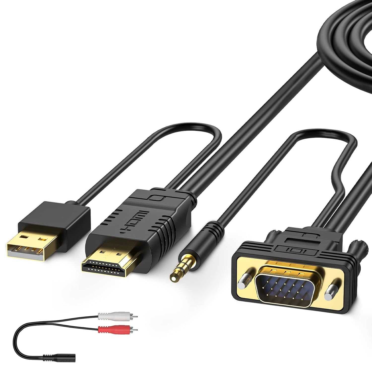 Кабель переходник конвертер FOINNEX VGA - HDMI, 10 м, 1080P