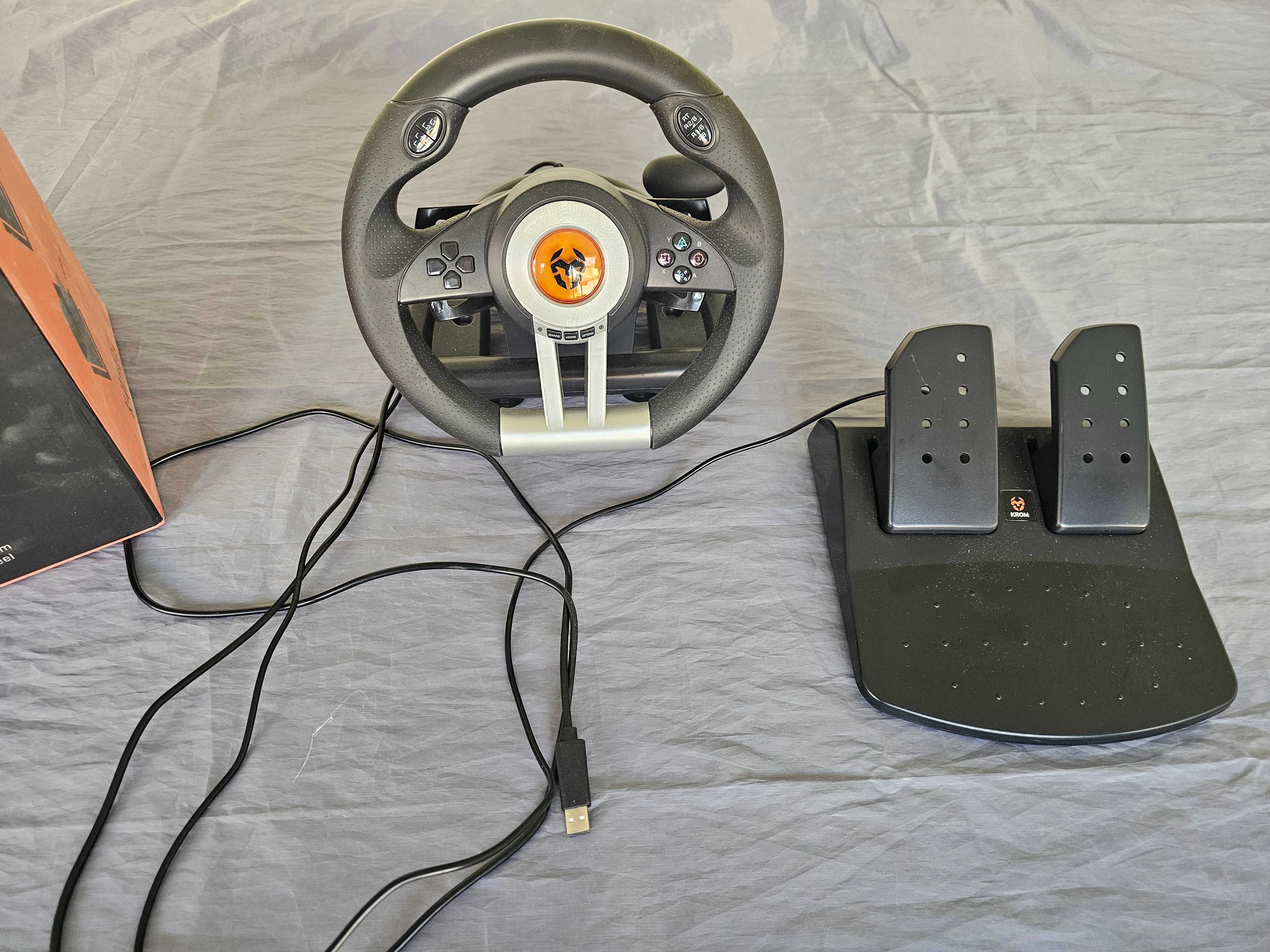 Volante e Pedais Krom K-Wheel PS4/PS3/Xbox One