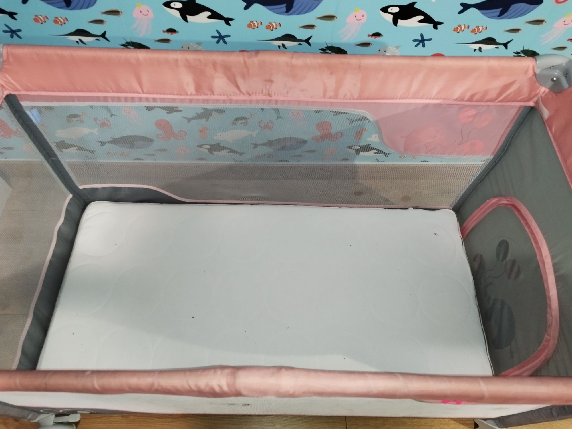 Lóżko łóżeczko turystyczne baby mix comfort róż różowe dwupoziomowe