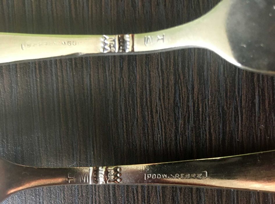 Posrebrzane, bardzo stare widelczyki do ciasta