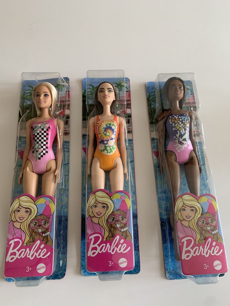 Lalka Barbie plażowa strój kąpielowy brunetka nowa