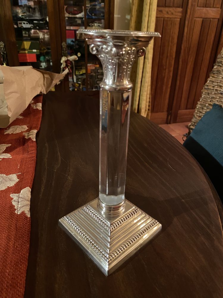 Castiçal Topázio Casquinha e Cristal