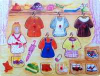 Garderoba dziewczynki nauka ubrania drewniana układanka BabyMix