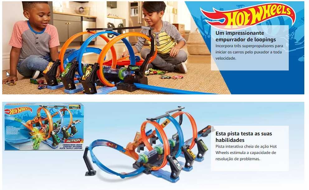 2x Pista Hot Wheels Triple Looping +Oferta Magic Tracks tudo impecável