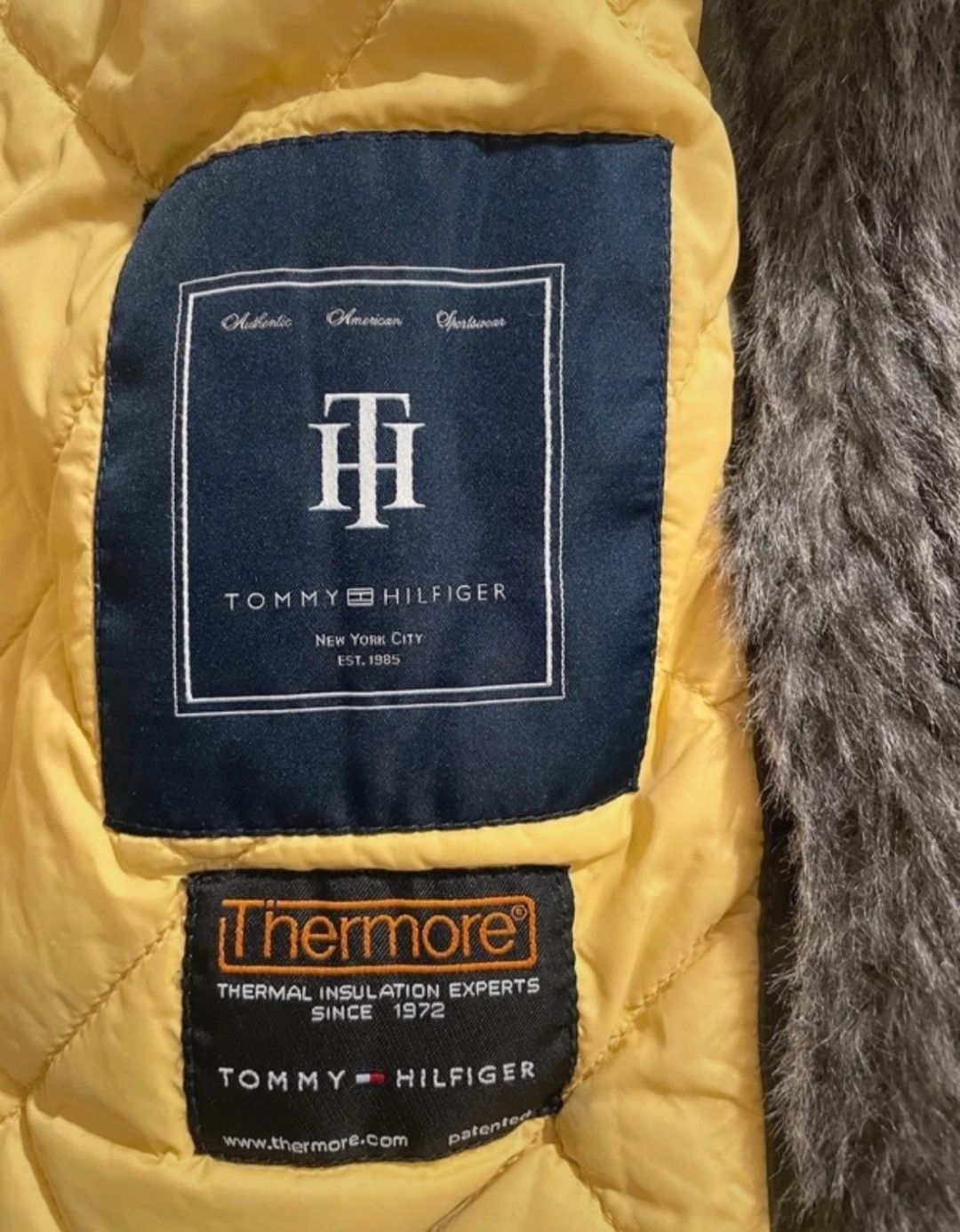 Tommy Hilfiger kurtka parka ocieplana zimowa khaki oliwkowa zielona M