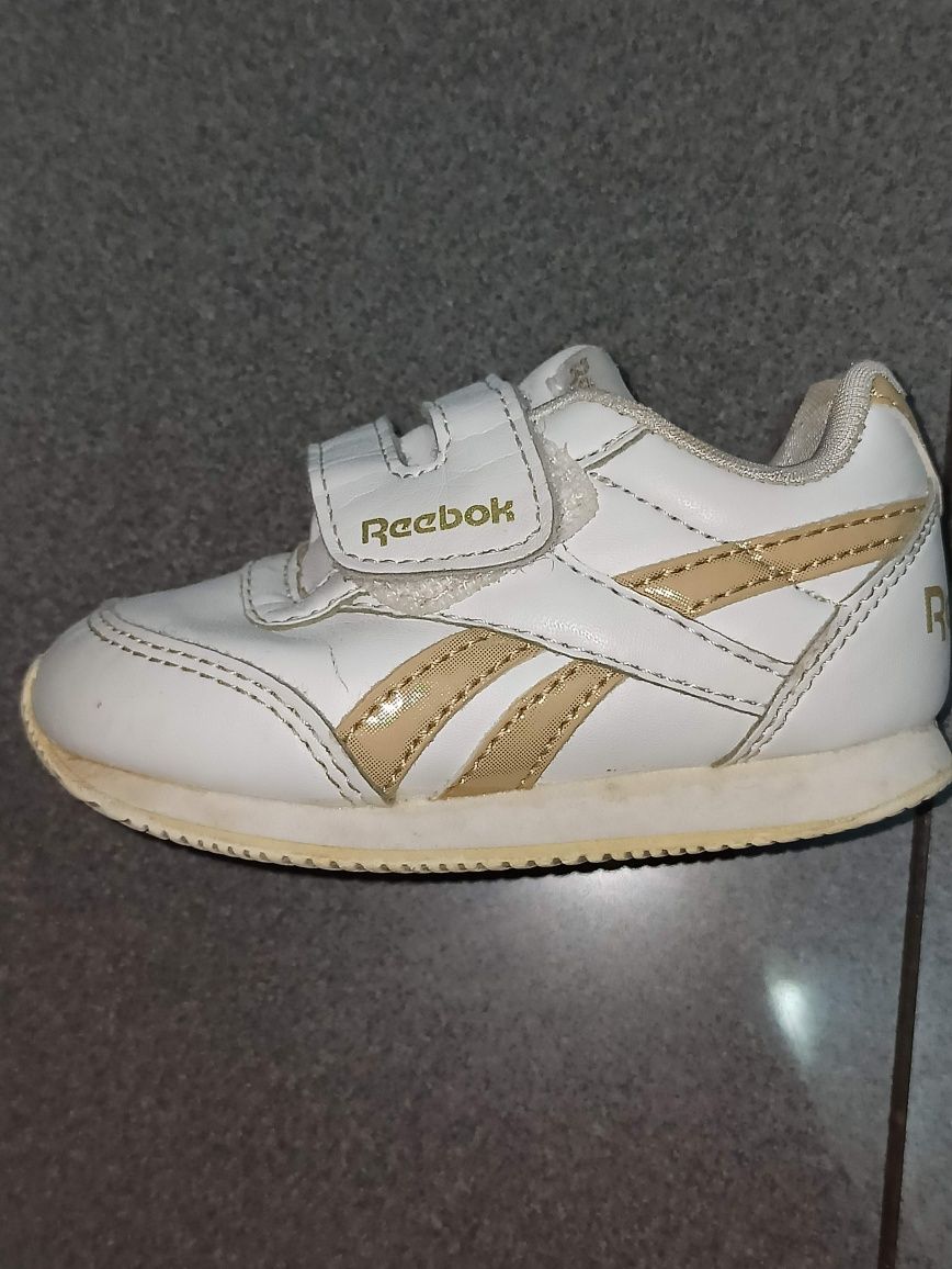 Sapatilhas rebook n° 19,5, branco / dourado