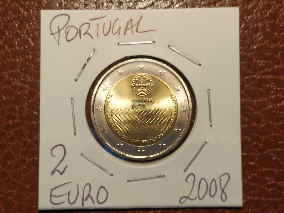 A129/30/1/3 moeda de 2€ comemorativa de 2008 Direitos Humanos (várias)