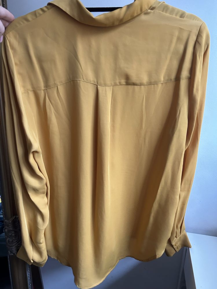 Żółta musztardowa lejąca koszula h&m