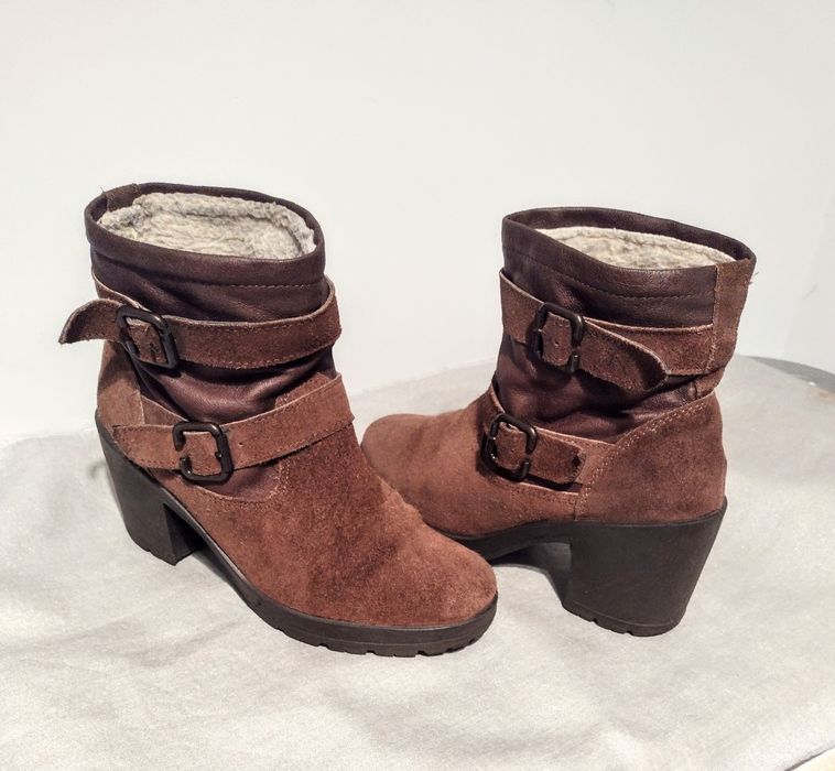 Skórzane brązowe botki