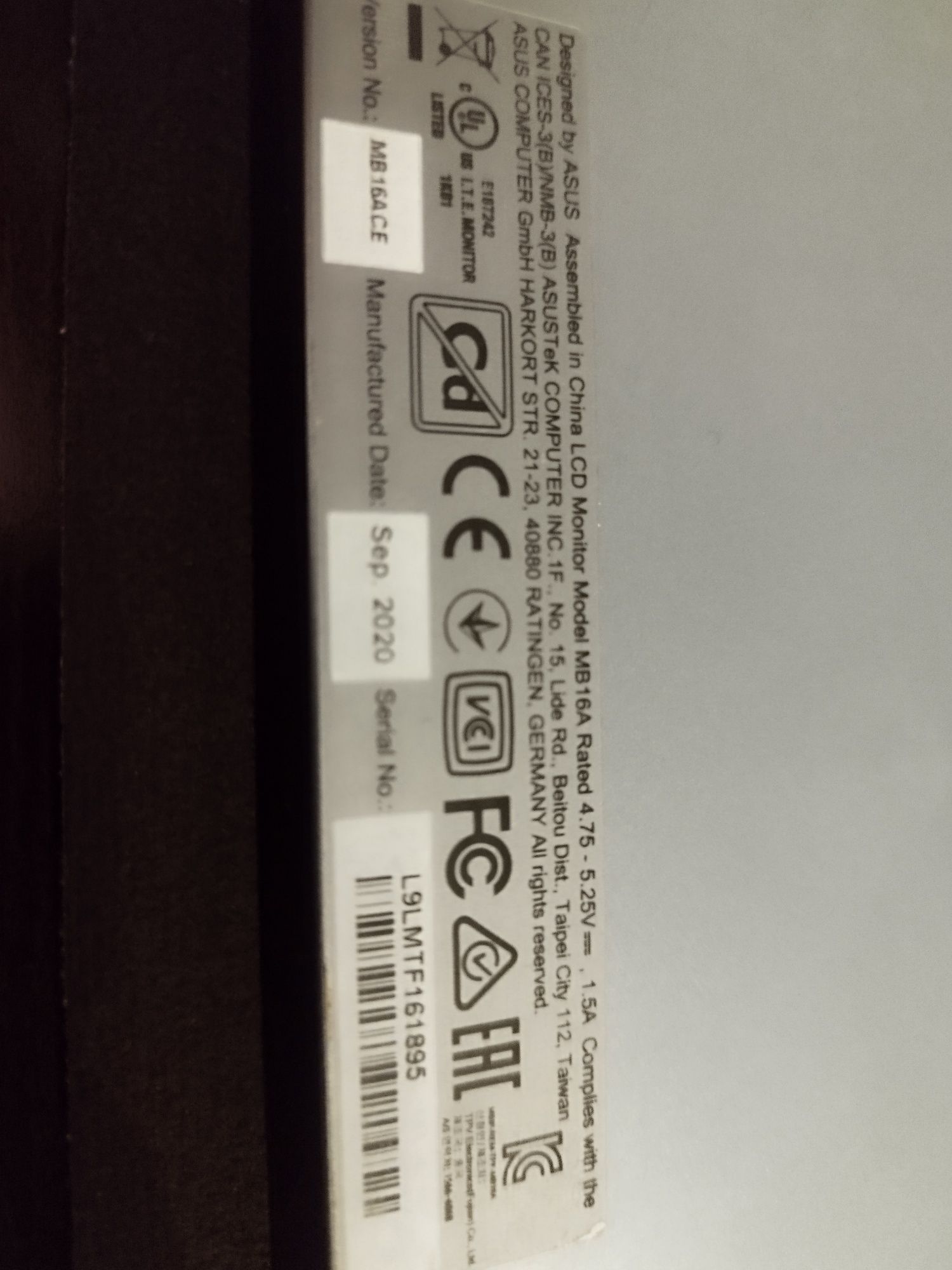 ASUS portável monitor mb16ace