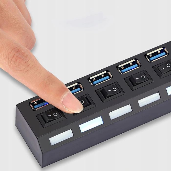 Rozdzielacz USB 3.0 7 portów Hub zasilacz aktywny do laptopa komputera