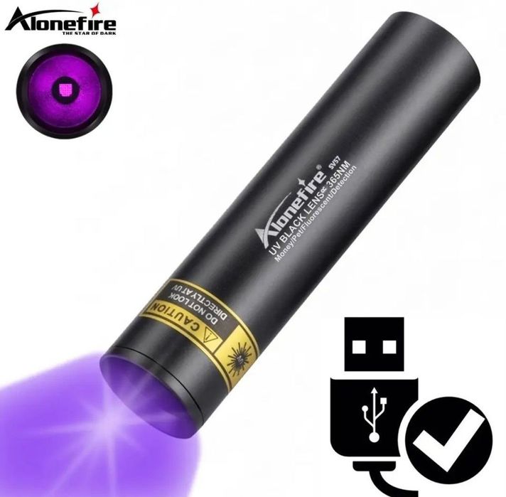 Ультрафіолетовий ліхтарик фонарик Alonefire UV 365NM  Детектор купюр
