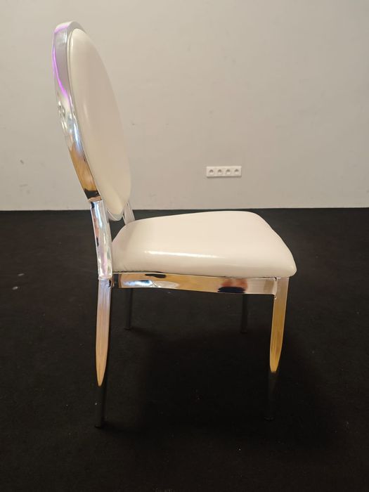 Krzesła glamour białe srebrne