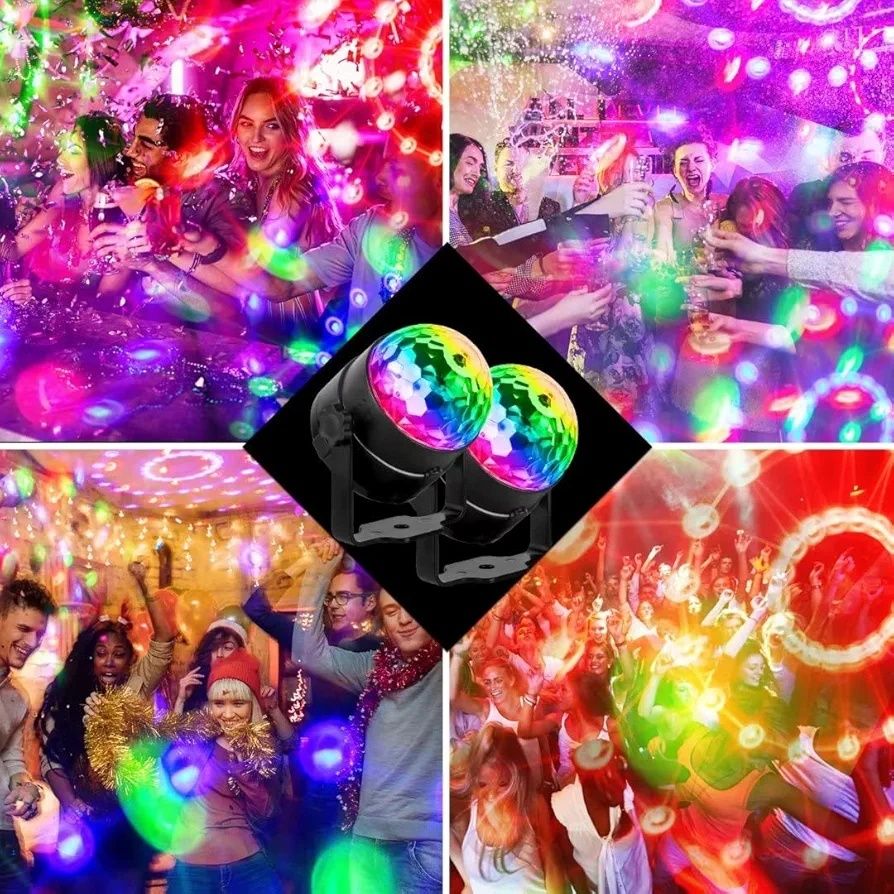 Zestaw 2 kul dyskotekowych LED 360° muzyka pilot stroboskop impreza DJ