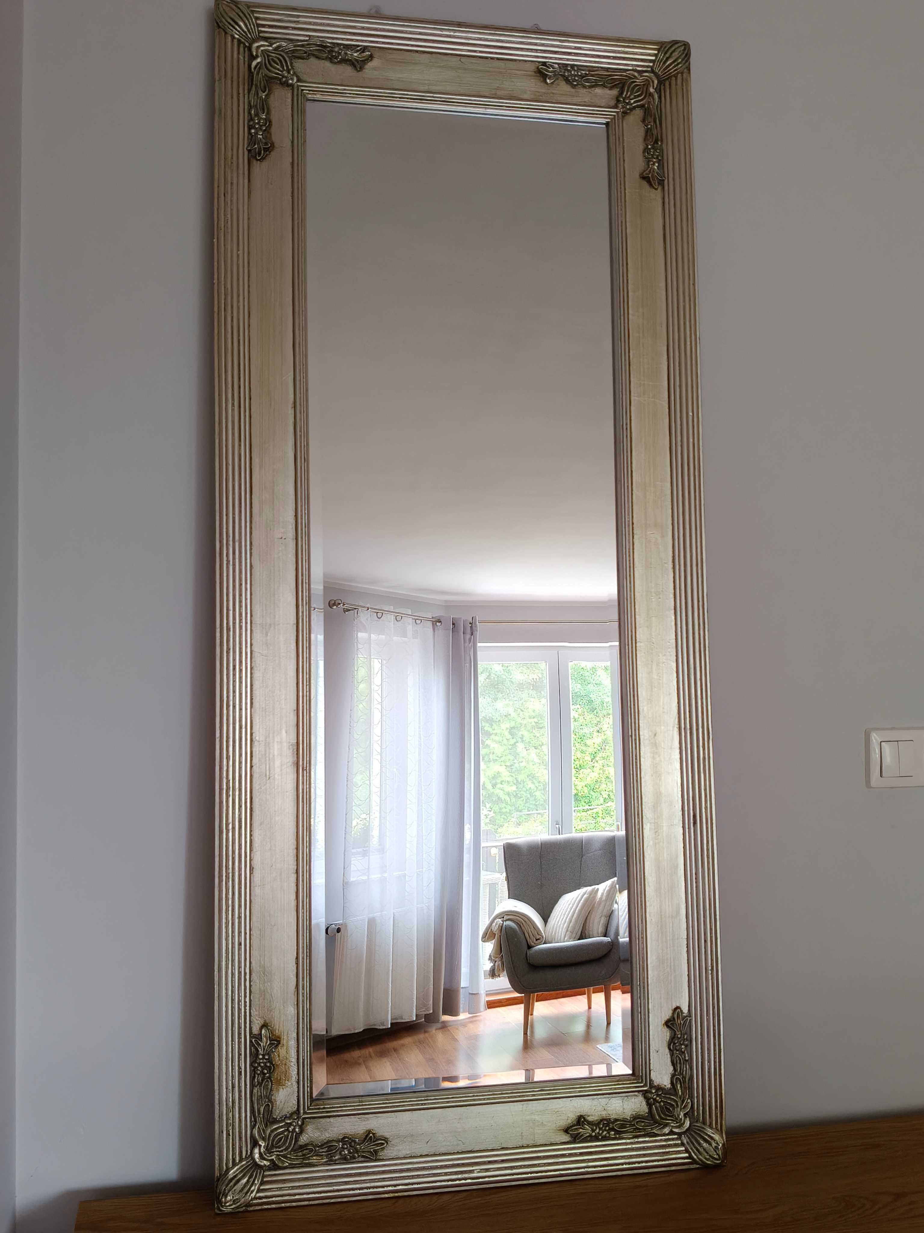 Lustro srebrne w drewnianej ramie 60x140 cm